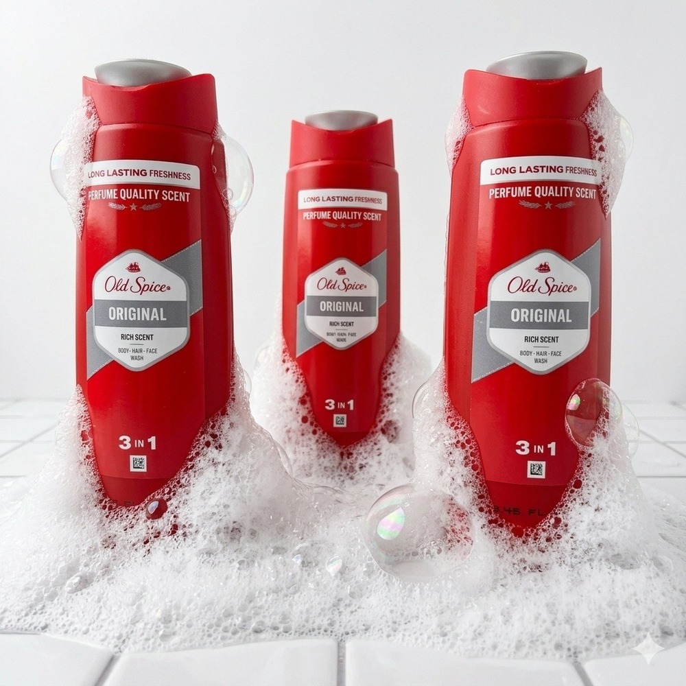 Old Spice Original Rich Scent 3-in-1 Body Hair Face Wash Mens 250ml New Lot of 3